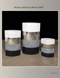 Avalon Floor Vase, Small, Black Stone/Greystone/Polished Stainless Finish/Lt. Grey Agate Stone