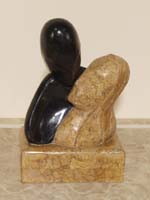 Secret Lovers Sculpture, Snakeskin Stone with Black Stone