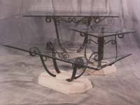 Lamp Table WI Stone Inlay/Iron,,  WITH GLASS