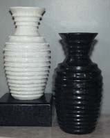 Terraced Vase, 100% NATURAL Carved Black Stone, Smooth