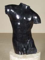 Male Body Sculpture - Rough and Smooth Black Stone-RD