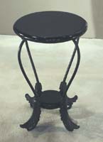 South Seas Side Table, Black Stone (with Bull Nose Round Top & Flared Leaf Legs)