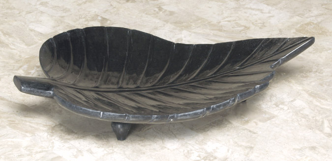 Decorative Leaf Plate, Black Stone