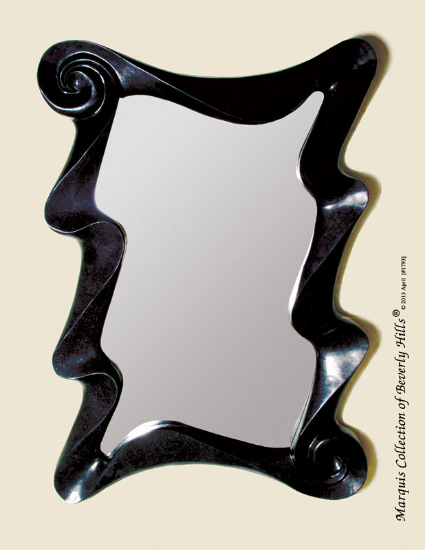 Wave Mirror Frame, Black Stone