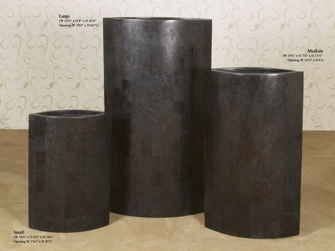 Avalon Floor Vase, Large, 100% NATURAL Inlaid Black Stone