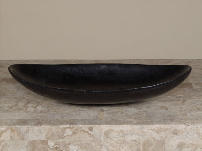 Oval Shaped Bowl, Small, Black Stone