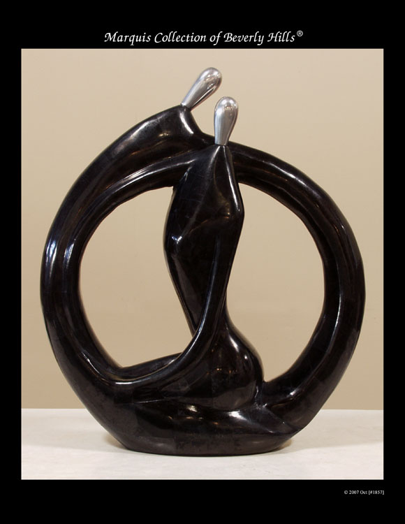 Endless Love Sculpture, Tall, Black Stone with Stainless Finish
