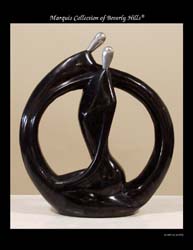 Endless Love Sculpture, Short, Black Stone with Stainless Finish