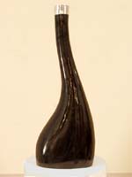 Formoso Vase,100% NATURAL Inlaid Black Stone with Stainless Finish