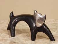 Kitten Sculpture, Black Stone with Stainless Finish