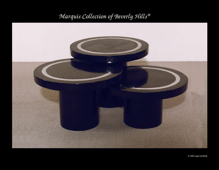 Mushroom Tables, Round, Black Stone with Stainless Steel (Sold in Set of 3)