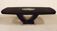 Italia Dining Table, Black Stone with Stainless Steel