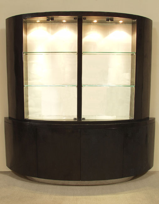 Italia China Hutch, 100% Natural Inlaid Black Stone with Stainless Steel-2 of 2 (Set of 2) - SOLD WITH ITALIA BUFFET