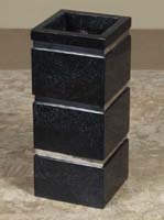 Square Banded Vase, Black Stone with Stainless Steel