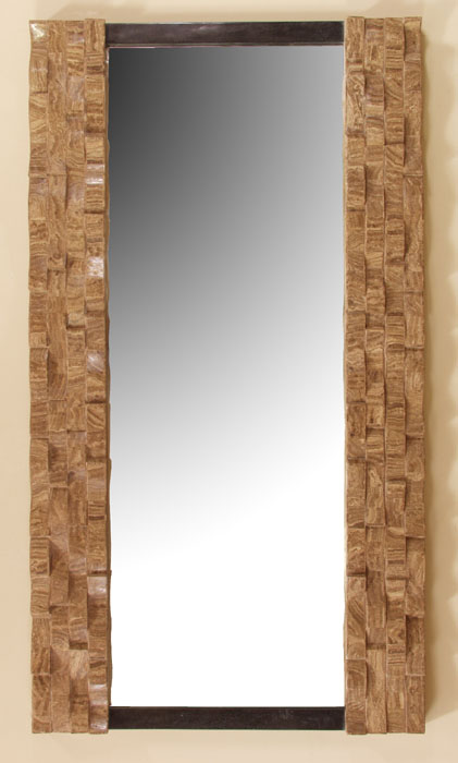 Tides Mirror Frame, Woodstone with Black Stone