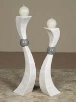 Swingers Candleholder, Tall, Grey Agate with Greystone