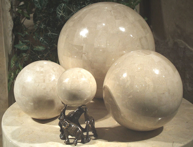 3.5 Inch.  Sphere, Beige Fossil Stone