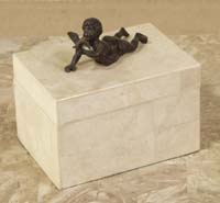 Girl with a Bird Box, Beige Fossil Stone