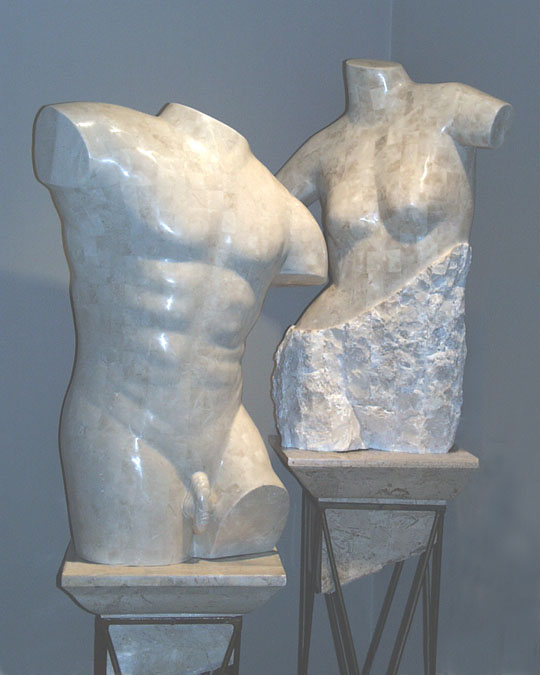 Female Body Sculpture, Beige Fossil, Rough and Smooth
