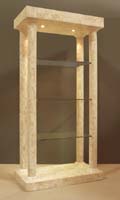 4 Column Etagere Beige Fossil Stone Smooth [with Glass Shelves]