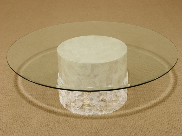 Round Cocktail Table Base, Beige Fossil, Rough and Smooth