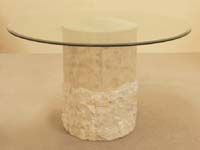 Round Dining Table Base Beige Fossil Stone Rough Smooth