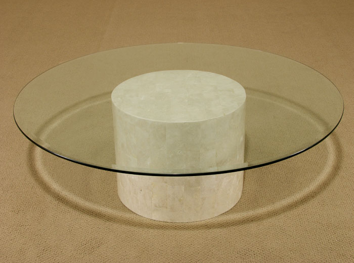 Round Cocktail Table Base  Beige Fossil Smooth