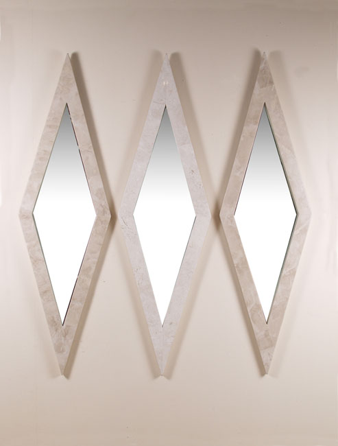 Diamond Mirror Frame, Beige Fossil Stone