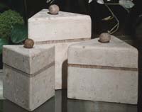 Priszm Box, 6.5 Tall, 100% Natural Inlaid Mactan Stone w/ Wood Stone Trim Inlay