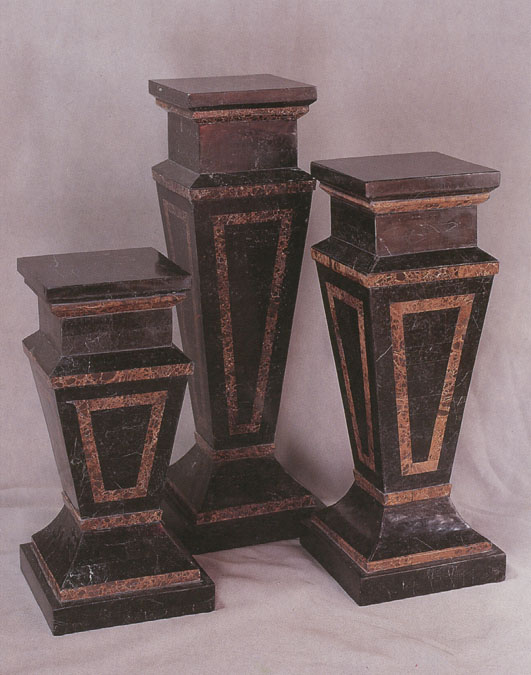 36 Inch. Classic Tapered Pedestal Black Stone with Snakeskin Stone Inlay