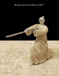 Swordplay Sculpture, Light Aged Stone with Stainless Finish