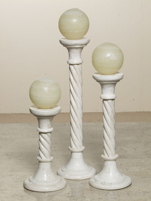 Twisted Rope Candleholder, Medium, White Ivory Stone