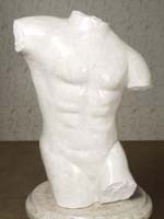 Male Body Sculpture White Ivory Stone Smooth