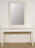 Cube Console Table, White Ivory Stone