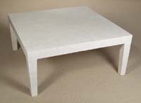 Cube Square Coffee Table, 100% NATURAL Inlaid White Ivory Stone