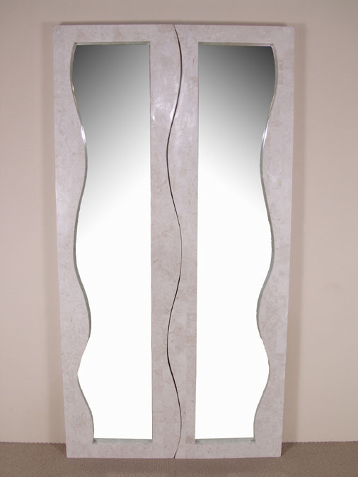Hampton Twin Mirror Frame, White Ivory Stone