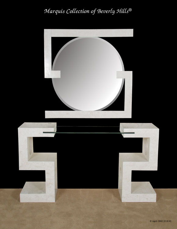 S-Shaped Mirror Frame, White Ivory Stone