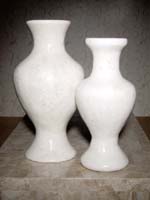 Oriental Vase, Small, Inlaid White Ivory Stone