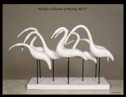 Birds at the Beach Sculpture, Solid White Ivory Stone