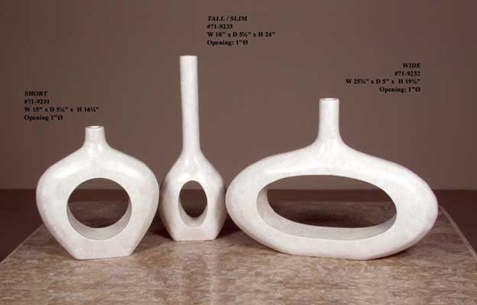 O Vase, Tall/Slim, White Ivory Stone