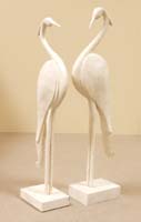 Egret Sculpture Floor Model, Short, White Ivory Stone with Trocca Seashell (Sold in Set of 2) - 2 of 2