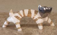 Kitten Sculpture, White Ivory Stone/Crystal Woodstone/Stainless Finish