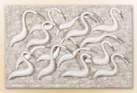 Birds at the Beach Wall Art, White Ivory Stone with Pewter Beak
