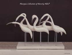 Birds at the Beach Sculpture, White Ivory Stone with Pewter Beak