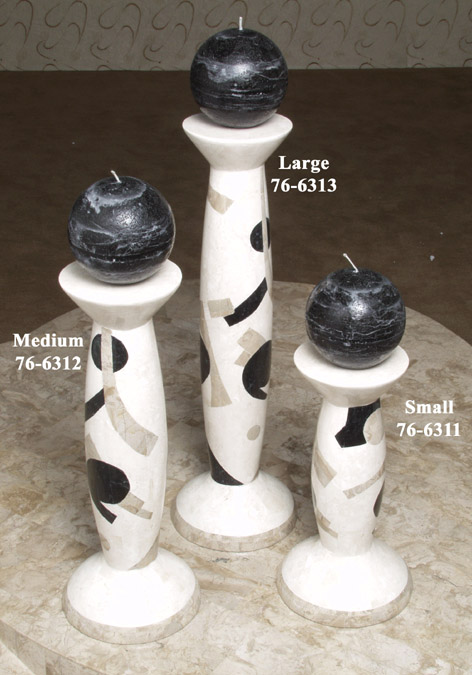 Et cetera Candleholder, Large, Cantor Stone/Black Stone/White Ivory Stone