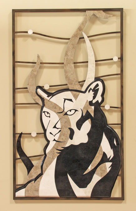 Panther Wall Art, White Agate Stone/Black Stone/Cantor Stone/White Ivory Stone