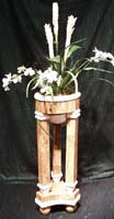 Carlton Jardiniere - Wood Stone with White Ivory Stone (3-legged stand and plant container insert)
