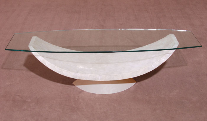 Lounge Coffee Table,100% NATURAL Inlaid Capiz Seashell, White Agate Stone & Stainless steel Base