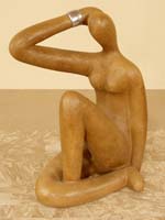 'Espressione' Sculpture, Desert Tan Crushed Stone with Stainless Finish
