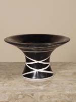 Belmont Vase, Short, Black Stone with White Ivory Stone